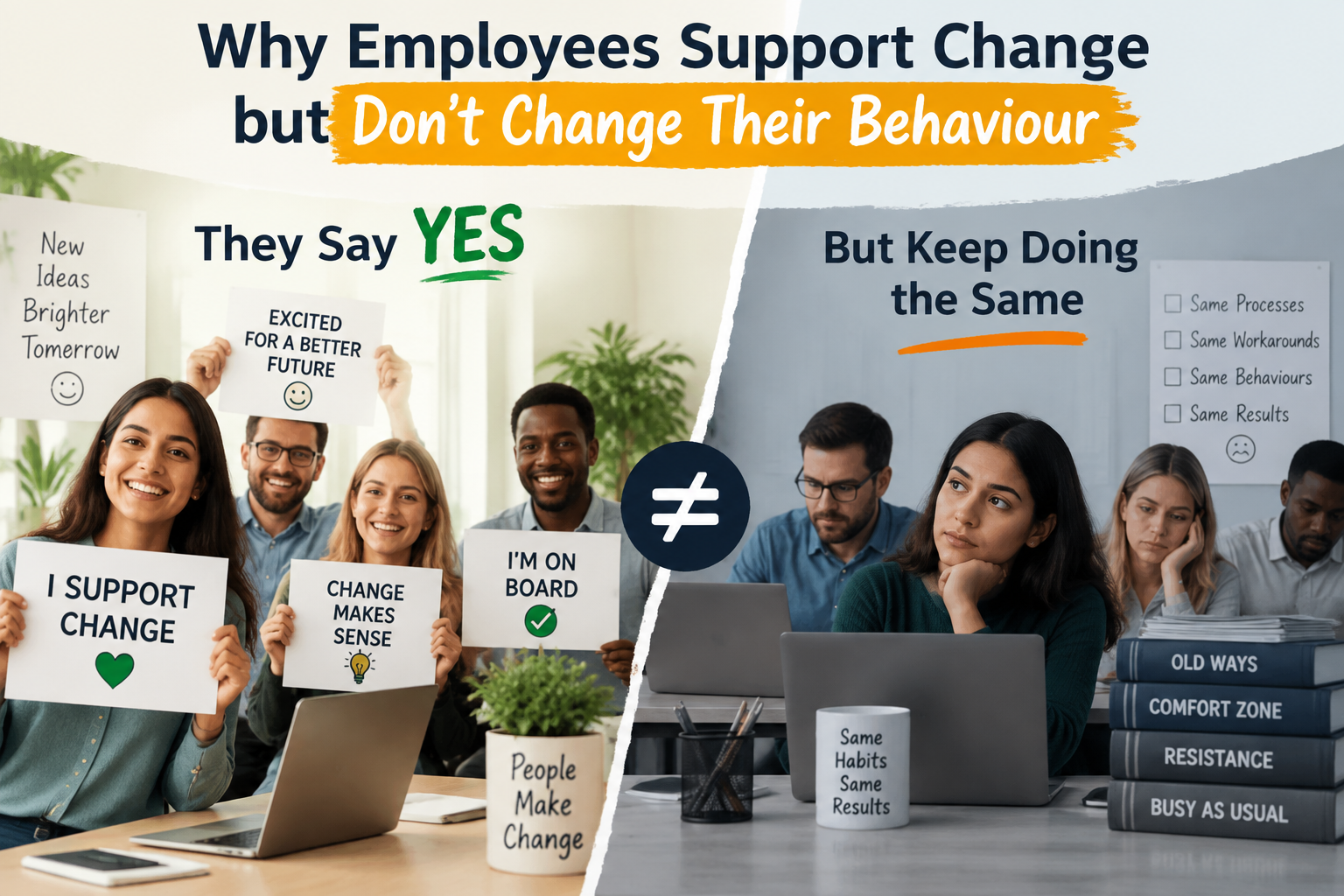 employees support change but don't change behaviour